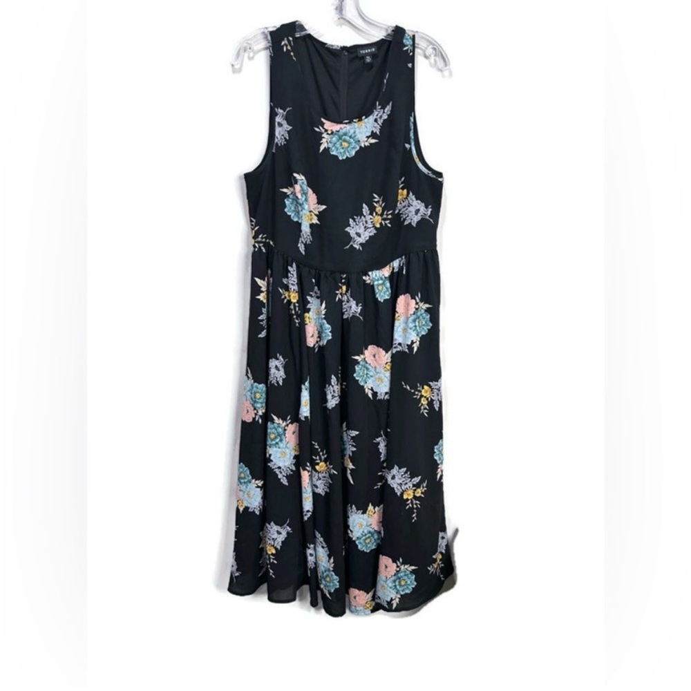 Torrid Black Floral Sleeveless Midi Dress Size 14 - Picture 2 of 6